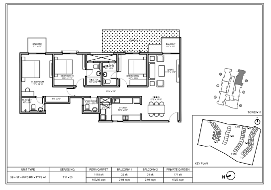 Godrej MSR City 3 BHK Floorplan
